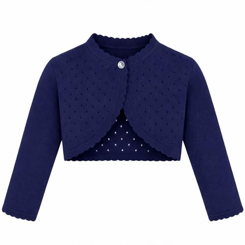 Lilax Little Girls' Knit Long Sleeve One Button Closure Bolero Shrug