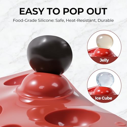 Image of Semi Sphere Silicone Molds, Sphere Chocolate Mold 15-Cavity Small Half Sphere Round Silicone Molds for Making Jelly, Cake, Chocolates Bombs 2 Pack