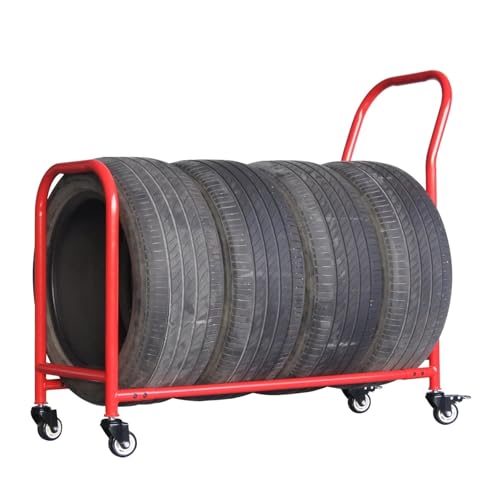 Reifenregal mit Rollen für Garage, Autowerkstätten, effiziente Organisation von Ersatz- und Saisonreifen