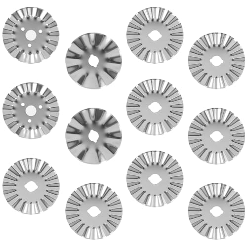 KTZCTPCA 12Pcs Wave Rotary Blade, Portable Cutter Replacement Blade, Versatile Cutter Blade, Light Wave Rotary Cutter Blades Fits, Rotary Cutter Replacement Blades for Quilting Fabric
