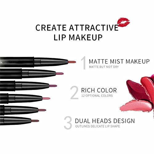Kissio Lipstick,Lip Liner And Lipstick Set,2-In-1 Pencil,Matte Lipstick,Pigmentation And Long Lasting,Non-Dry,Cruelty Free(02#) #TOP2