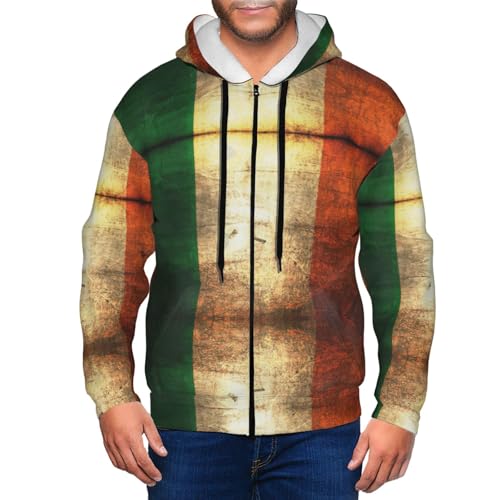 Sweats à capuche à fermeture éclair pour hommes veste polyester drapeau Irlande - 6