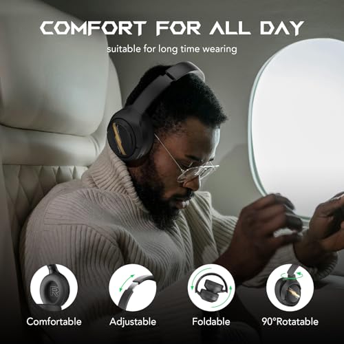 Black Shark JoyBuds Max Active Noise Cancelling Headphones, 50H Playtime Wireless Over Ear Headphones with Microphone, Bluetooth 5.4 Gaming Headsets Comfort Fit Ear Cups, 6EQ Modes via APP (Black) image 7