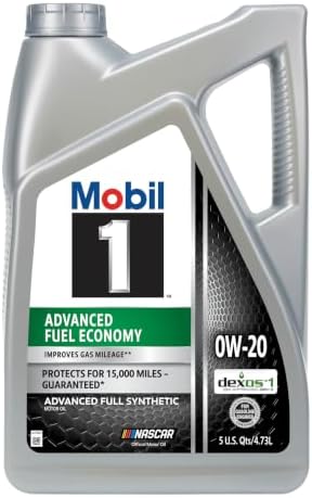 Mobil 1 Advanced Fuel Economy Full Synthetic Motor Oil 0W-20, 5 Q...
