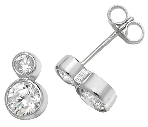 Boucles d'oreilles argent 925 femme zirconium géométriques 10mm