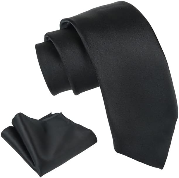 Tie for Men – Plaid Silk Neck Ties Set with Cufflinks Flower Pin, Pocket Square & Black Gift Box, Combo Necktie Sets for Office Wear, Formal Suits & Weddings (0, AXSOLID_PN1)