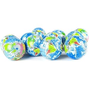 Neliblu 3″ Earth Stress Balls, 1 Dozen – Globe Squeeze Ball for Stress Relief, Muscular Relaxation, Therapy – World Stress Ball, Earth Day Gifts and Accessories – Promoting Environmental Awareness