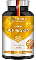Sun & Skin Gummies - Bräune + Hautschutz 2in1 - Mit Vitamin A, E und Antioxidantien - 100% Vegan & Ohne Zucker - Nutrimea - Premium Qualität