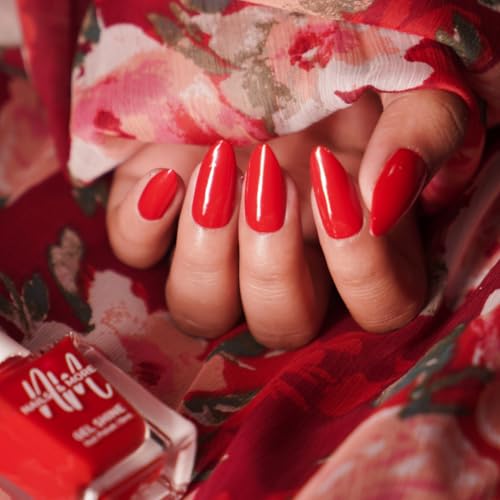 Image of Nails & More Classic Red Nail Polish, Argan Oil-Infused Gel Shine, Red Nail Color, Glossy Nail Paint | 10ml