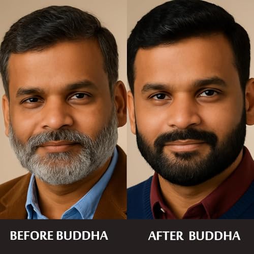 Image of Buddha Natural Grey Beard Serum Oil for White to Black Beard - 100% Natural Herbal Formula with Amla, Brahmi & Almond Oil | Beard Growth & Color Restoring Oil for Men | Turns White Beard to Black - 25 ml