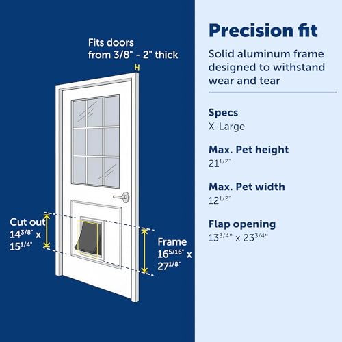 PetSafe Freedom Aluminum Pet Door, Vinyl Flap, Up to 220 lb, X-Large, White - image 3