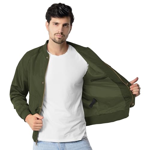 Image of TRATENBY Men Bomber Jacket Lightweight Flight Windbreaker Jacket Spring Fall Mens Jackets