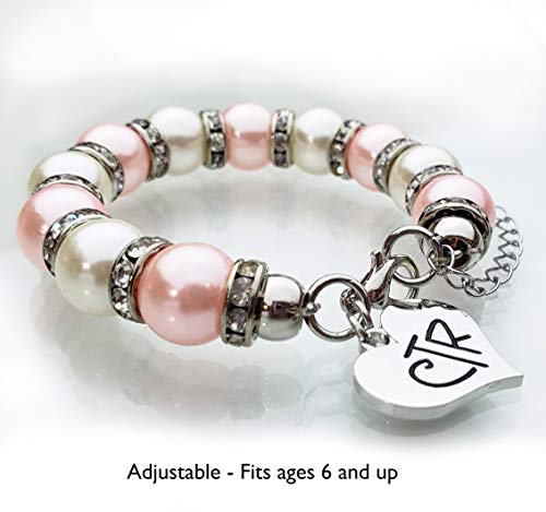 Lds Baptism Gift, Ctr Charm Bracelet, Pink And White Faux Pearls With Crystals, Choose The Right Gifts For Girls, Presents From Grandma, Mom, Aunt, Uncle, Granddaughter Daughter Present, Baptize Birthday Communion Jewelry #TOP1