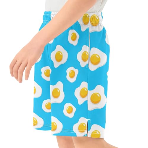 CHIFIGNO Eggs Blue Big Boys Casual Summer Outfits Boys Durable Polyester Shorts with Pockets XS4
