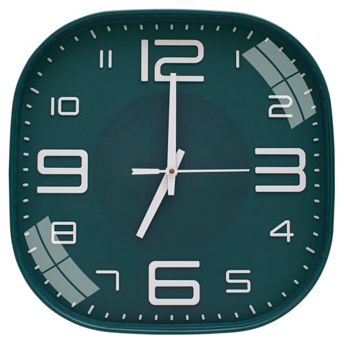 Image of TEKCOOL Plastic Analogue Wall Clock 12 inch Silent Quartz Decorative Wall Clock Non-Ticking Classic Clock Batery Operated Round Easy to Read for Room /Home /Kitchen /Bedroom /Office /School.Green Green