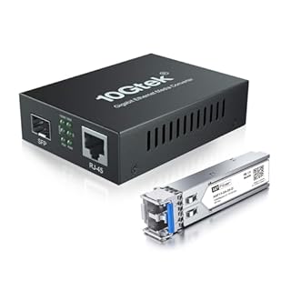 H!Fiber.com Convertisseur de média Gigabit Ethernet, 1.25G SFP vers RJ45 Fibre vers cuivre, avec Un émetteur-récepteur SFP (1000Base-LX, 20km, monomode)