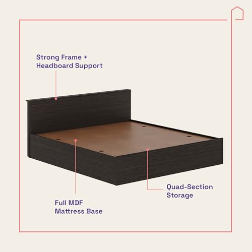 Image of Wakefit Bed | 1 Yr Warranty | King Size Bed, Comes with Storage Box, Noise-Free, Density: 680-750 kg /m, Termite & Borer Resistant, Fits Mattresses Up to 8 Inches (Taurus 78 x 72 - Wenge)