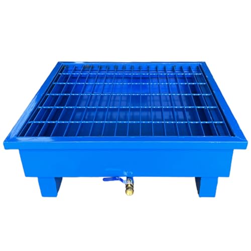 DFGHNBVC Plataforma Modular Antiderrames con Bandeja De Rejilla Metálica Industrial De Drenaje, Sumidero Antifugas para Cubos De Pintura Y Aceite, para Cocina Y Almacén, Azul, 65 X 65 X 24 Cm