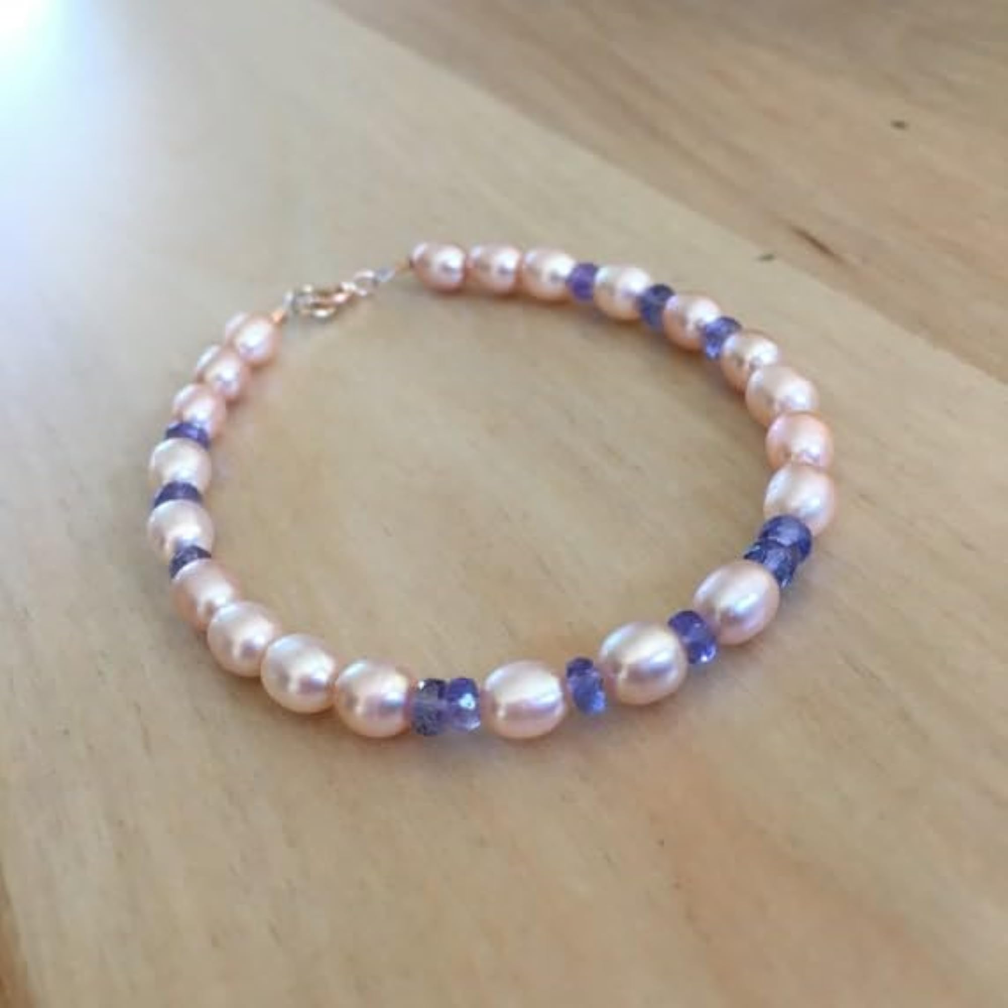 Herkimer Diamond & Blue Sapphire Adjustable Bracelet, Silver Plated Clasp