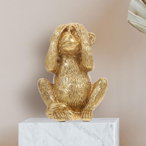 Sculpture de singe en résine pour bureau compact sans encombrement