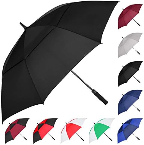 MRTLLOA Extra Large Golf Umbrella, 54/62/68/72 Inch Automatic Open, Oversize Double Canopy Vented Windproof Waterproof Sports Stick Umbrellas for Rain