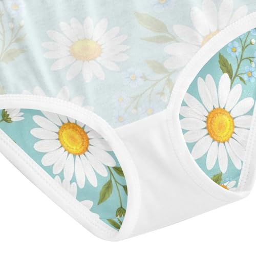 Girls Underwear, Daisies Yellow Blue Flowers Toddler Briefs, Girls' Cotton Brief Underwear, 2T–8 Years4