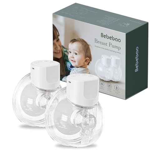 Bebebao Elektrische Milchpumpe - Tragbare Milchpumpe mit 3 Modi & 9 Stufen, 24mm Flansch,LED-Anzeige, inklusive 1 Stuck18mm & 21mm Flansch und austauschbaren Entenventilen (2er- Pack,WeiB)