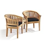 Jati Jack and Jill Garden Love Seat with Cushions ? 2-Seater, Grade-A Teak, Delivered Ready Assembled (Black)
