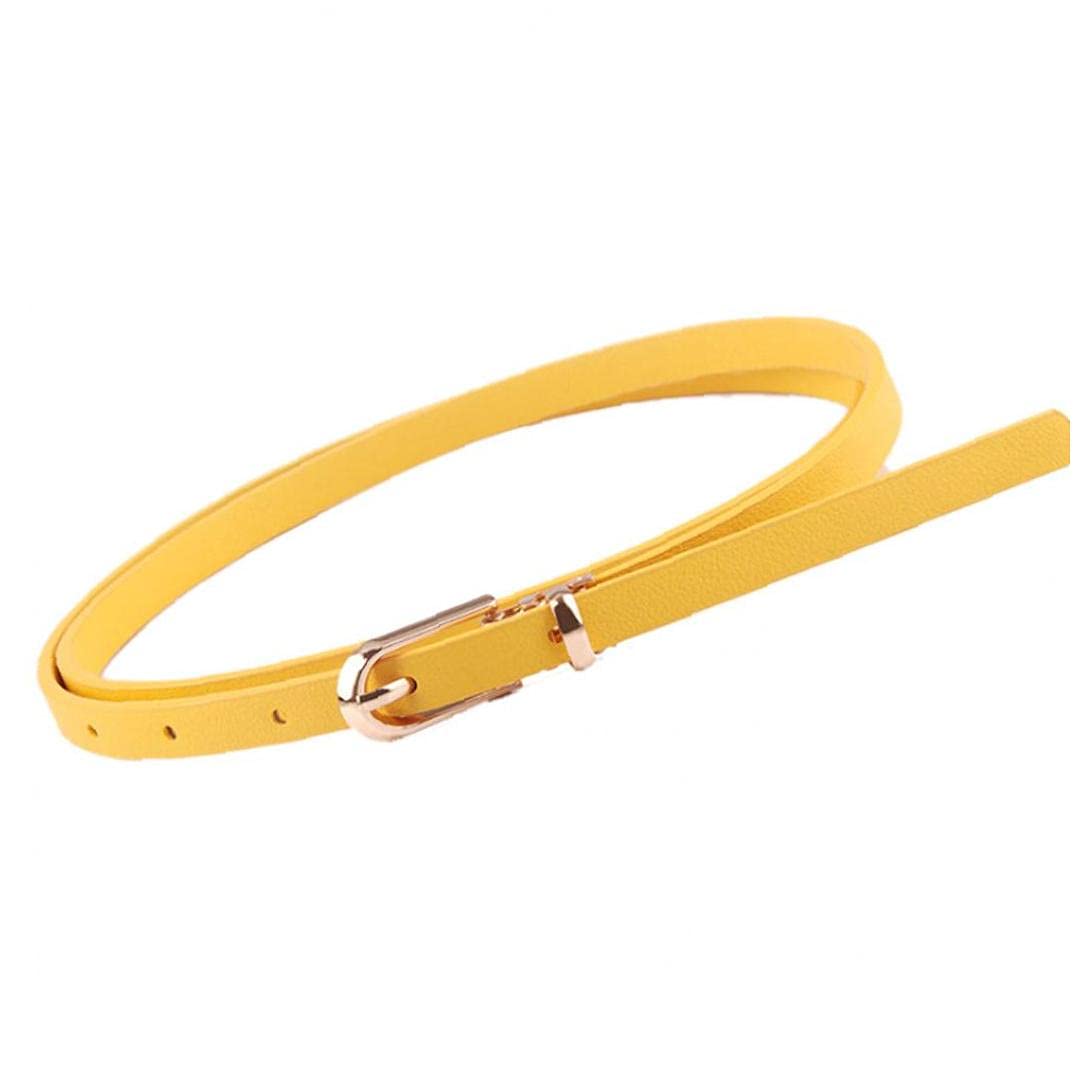 TOSSPER Women's Skinny Belt Color Slender Waistband Thin Leather Waist Strap for Dress Paints Casual Decor(yellow)