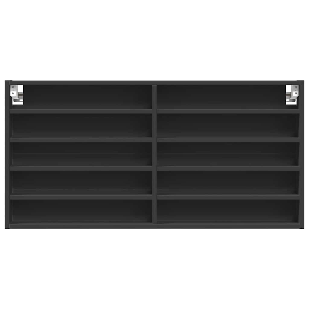 Vitrinenschrank mit Holzwerkstoff, Elegantes Design, Sammlervitrine für Wohnzimmer, Modellauto Vitrine, Display Case, Schwarz, 100 x 8.5 x 50 cm