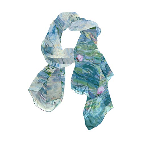 WIHVE Womens Scarf Monet Water Lilies Willow Floral Spring Silk Head Scarf Ladies Hair Neck Shawl Wrap