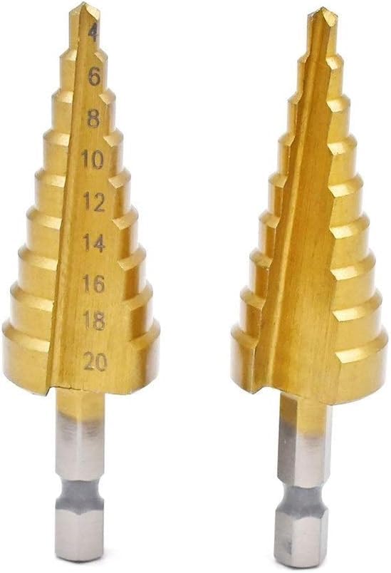 Taladro de metal， Brocas escalonadas de acero HSS y titanio, herramientas de corte cónico escalonado for acero, carpintería, metal, perforación de 3-12, 4-12/20/32 mm(4 20mm)