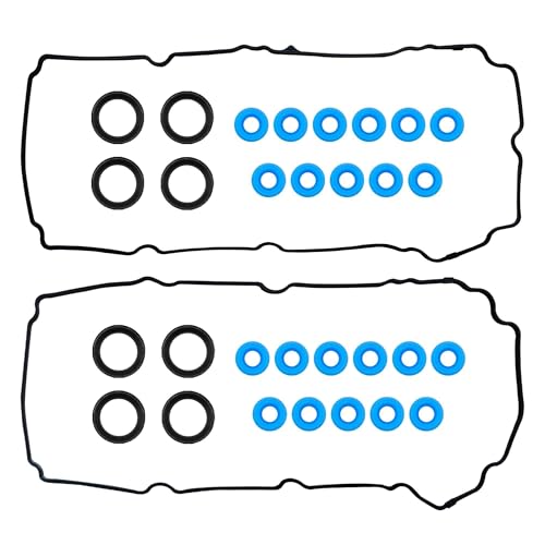 Image of Engine Valve Cover Gasket Set Compatible with 2007-2015 Ford Edge Flex Fusion Taurus X Lincoln MKS MKT MKX MKZ Mazda 6 CX-9 Mercury Sable 3.5L 3.7L V6 DOHC Replace # VS50767R