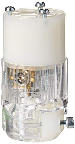 Leviton 15 Amp, 125 Volt, Connector, Straight Blade, Grounding, Power Indication, Hospital Grade, 8219-PLC, Transparent