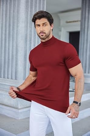 Camiseta De Cuello Alto Manga Corta Hombre Moda Casual