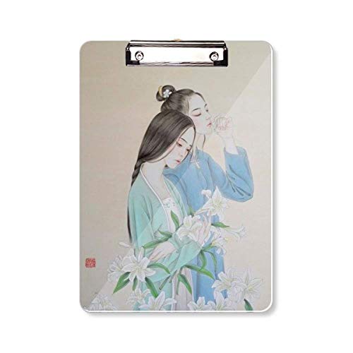 Presse-papiers de peinture chinoise A4 Lily Flower Beauty sur bureau créatif