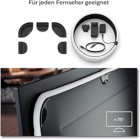 Philips Hue Play Gradient Lightstrip TV 75 Zoll 1100lm, Surround-Beleuchtung, bis zu 16 Mio. Farben, einstellbare Lichteffekte, steuerbar via App, für Fernseher geeignet, LED