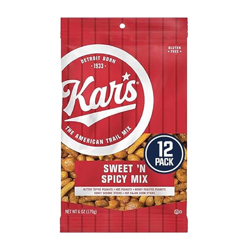 Kar’s Nuts Sweet ‘N Spicy Trail Mix, 6 oz Individual Snack Packs – Bulk Pack of 12