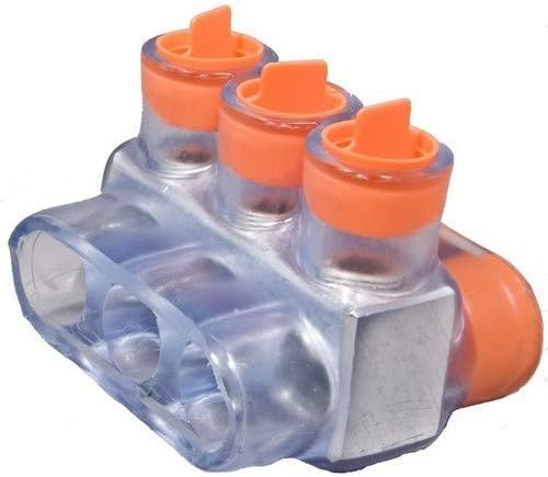 Morris Products 97425 Clear Insulated Multi-Cable Connector - Dual Entry 3 Ports 750-250 Wire Range, 1-Pack