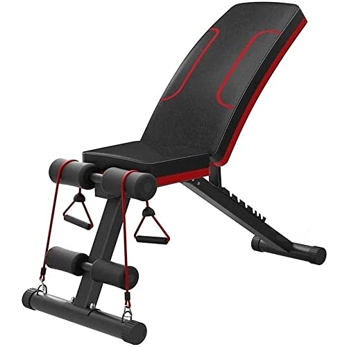 Mxjcc Adjustable Weight Bench For Full Body Workout, Multi-Functional Strength Training Bench Press With Elastic Ropes, Incline Exercise Bench For Home Gym #TOP29