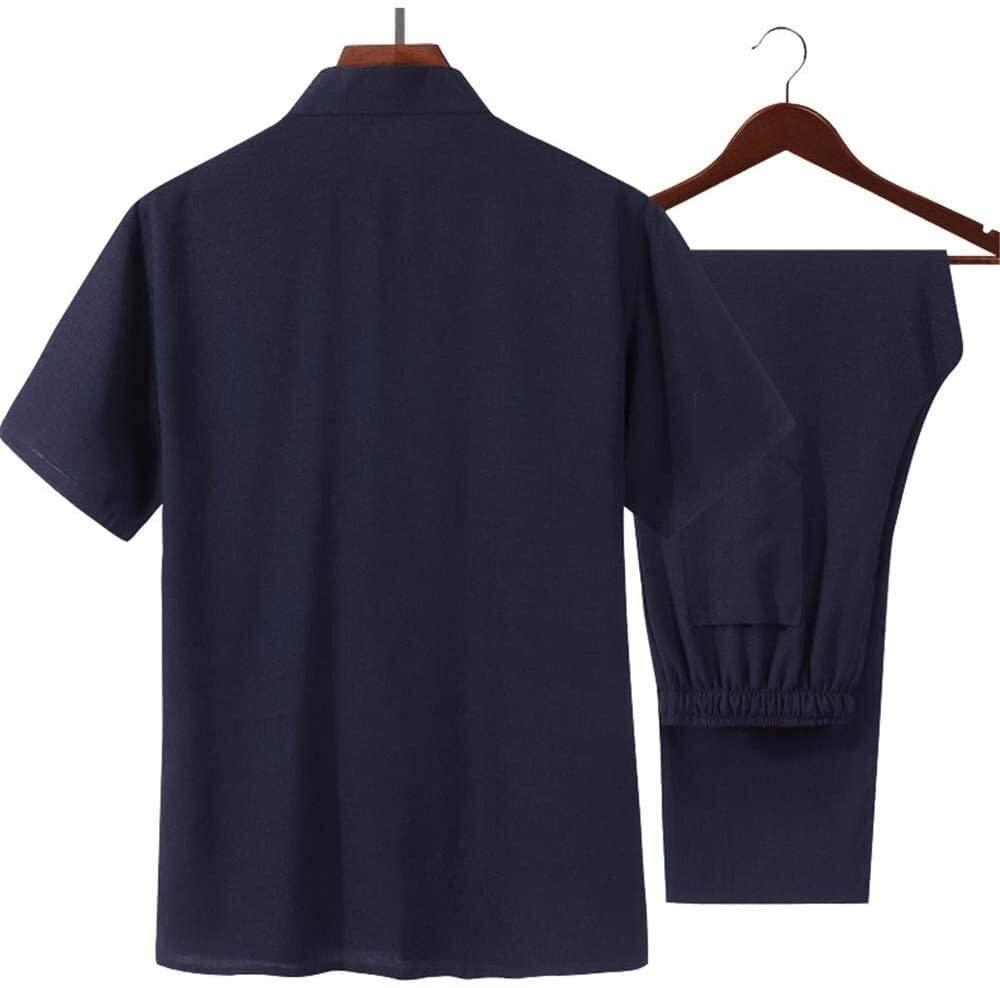 Abbigliamento Tai Chi Uniformi per Arti Marziali Abbigliamento per Arti Marziali, Uniforme Tai Chi Cotone Tradizionale Maniche Corte Abbigliamento da Allenamento Kung Fu per Uomo/Donna (A 164)