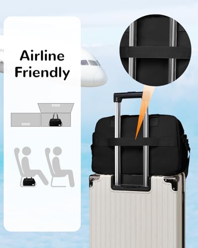 23-35L Expandable Travel Duffel Bag for Women, Carry on Weekender Overnight Bag with Wet Pocket for Travel, Gym, Weekend and Business Trip, Black4