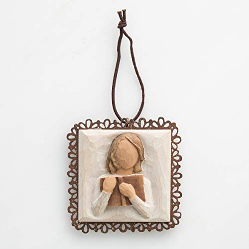 Willow Tree Love of Learning Metal-Edged Ornament, Sculpted Hand-Painted bas Relief