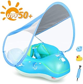 LAYCOL Baby Swimming Float Inflatable Baby Pool Float Ring Newest with Sun Protection
