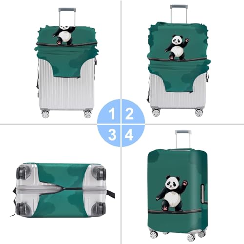 Image of Asian Panda Luggage Cover - Cute Bear Print Suitcase Protector, Perfect Travel Gift for Panda Lovers Visiting China, Fits 24 inch-26 Suitcase,M,Panda