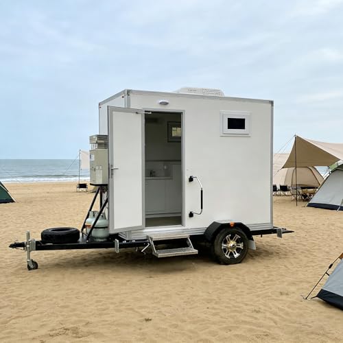 How Much To Rent A Camper 4 Single Portable Toilet Trailer Mobile Bathroom Trailer Luxury Portable Toilet – Compact Event Restroom Trailer with Sink A/C for Outdoor Rental Business
