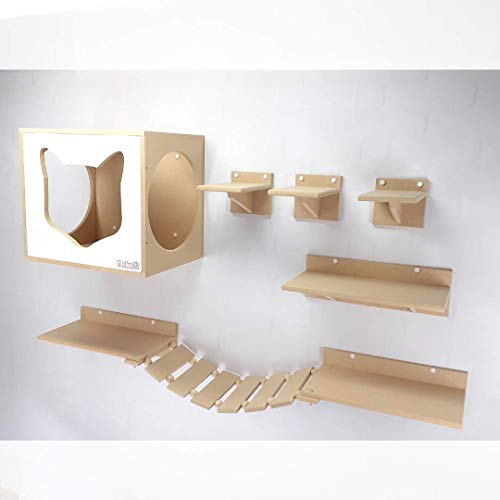 Kit Play Gatos Nekocat Nicho Prateleiras Steps Ponte 08 Pcs