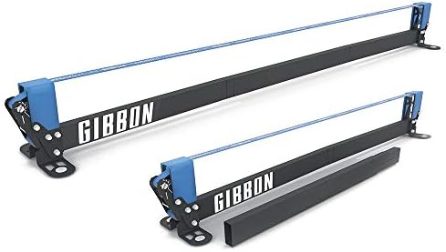 Gibbon Slacklines Slackrack Fitness Edition, grey/blue, with 2 handgrips, stretchband and workout poster with exciting 16 exercises, setup length: 2m or 3m, line width: 50mm/2", height 30cm