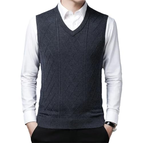 Mens Winter V-Neck Short Slim Fit Solid Color Sleeveless Knitting Sweater Primer Vest