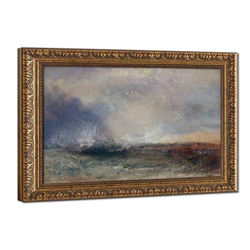 Tableau Stormy Sea Turner impression sur toile premium avec cadre de suspension